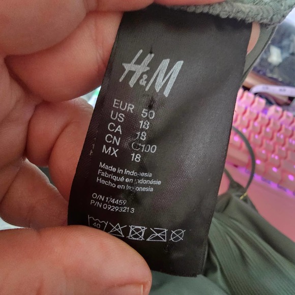 H&M Plus size tankini bikini sage green racerback padded swimsuit 2 pc - Picture 13 of 13